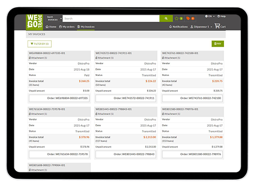 WEGOTRADE Pay Invoices management for B2B online payment